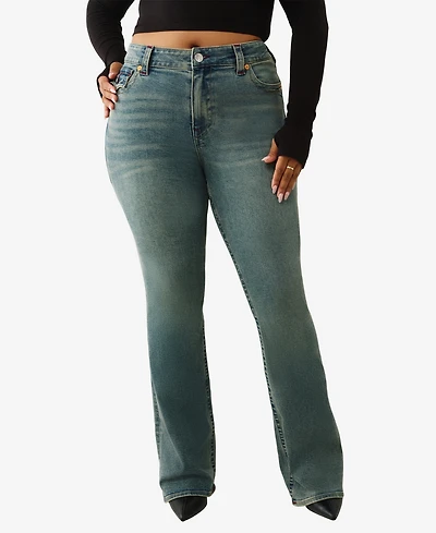 True Religion Plus Becca Mid Rise Bootcut Flap Jeans
