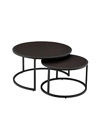 Streamdale Furniture Modern Faux Leather Nesting Coffee Table Set of 2