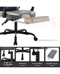 Streamdale Furniture Gaming Chair with Footrest and Massage Lumbar Support