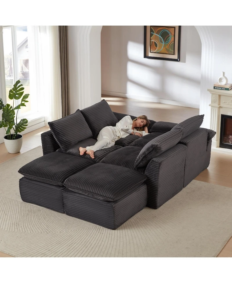 Streamdale Furniture Modern Corduroy Cloud Sofa, Freely Combinable, Comfortable for Homes