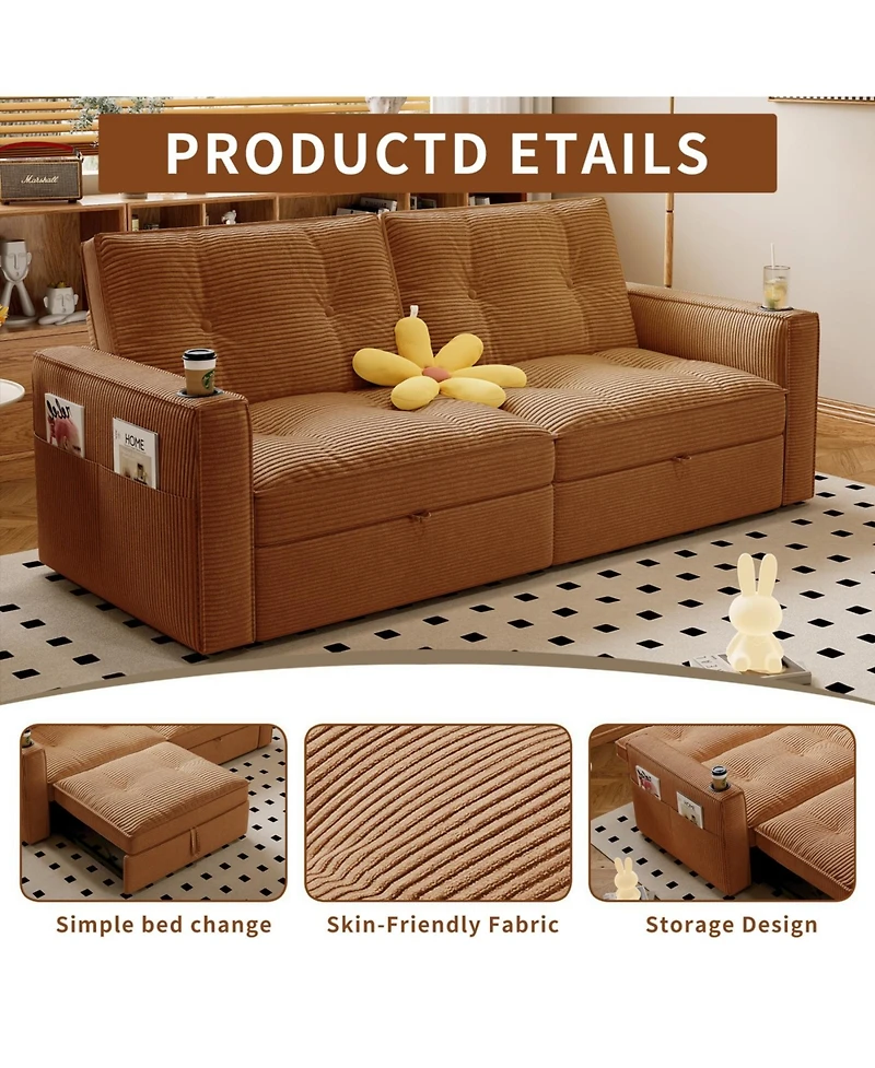 Streamdale Furniture Multi-Functional Convertible Sofa Bed 2-in-1