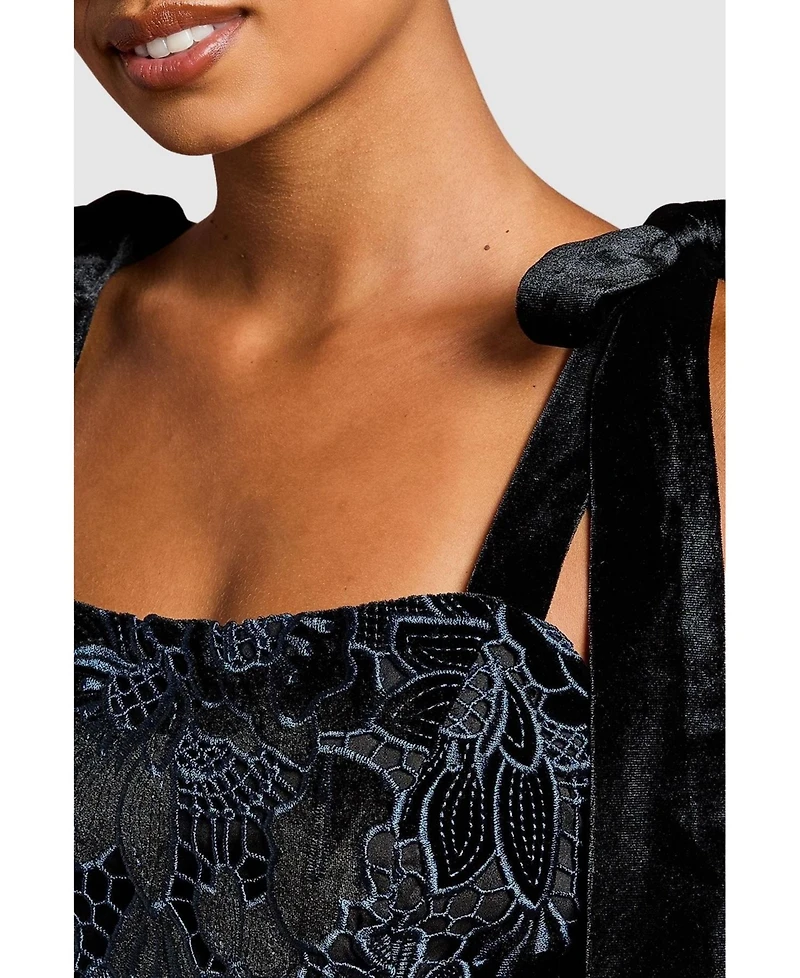 Coast Women's Velvet Lace Tie Shoulder Dress