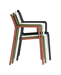 WestinTrends 5-Piece Indoor Outdoor Metal Patio Dining Table Set With Stackable Plastic Arm Chairs