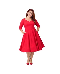 Unique Vintage Plus Scalloped Neck Swing Dress