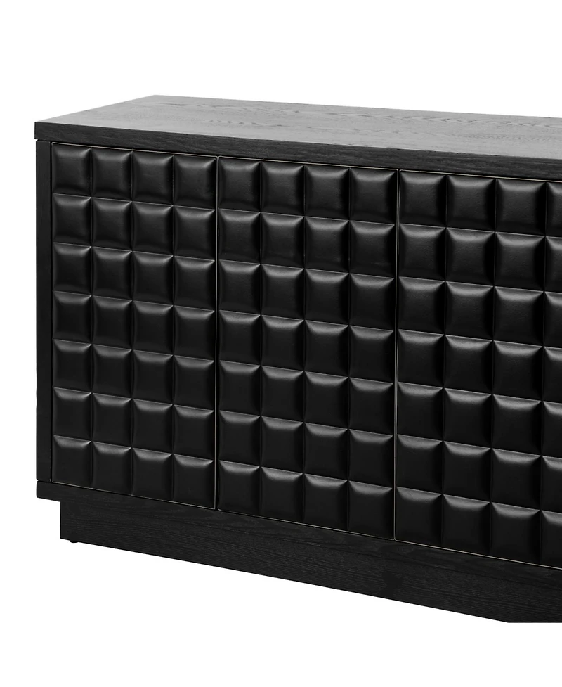 Streamdale Furniture Modern 4-Door Storage Cabinet with Geometric Doors & Metal Trim