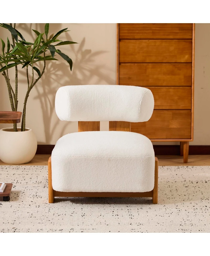 Streamdale Furniture Modern Boucle Lounge Chair with Solid Wood Frame