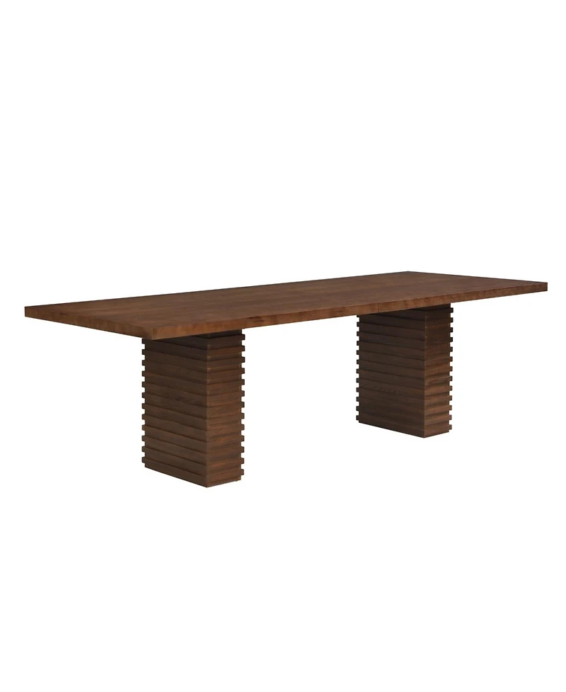 Streamdale Furniture Walnut Finish Industrial Dining Table Seats 6-10