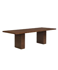 Streamdale Furniture Walnut Finish Industrial Dining Table Seats 6-10
