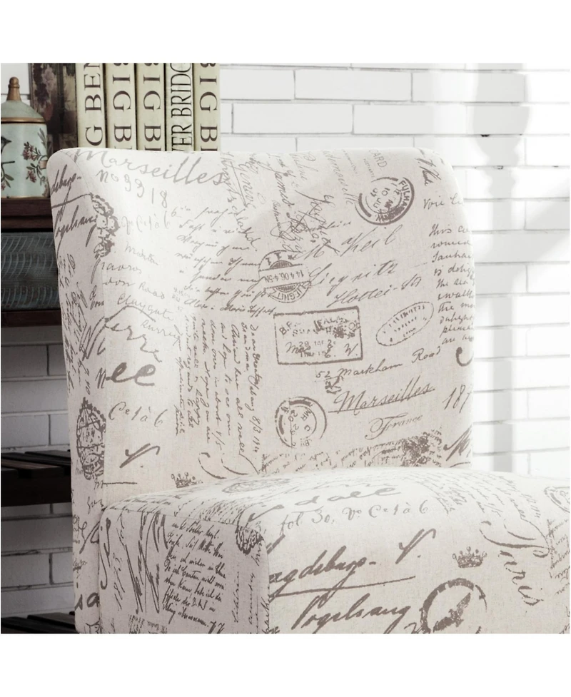 Streamdale Furniture Capa English Letter Print Fabric Armless Contemporary Chair