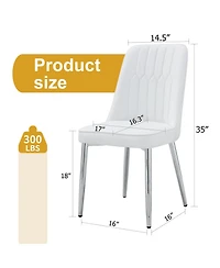 Streamdale Furniture 4 Modern Pu Leather Dining Chairs with Silver Metal Legs