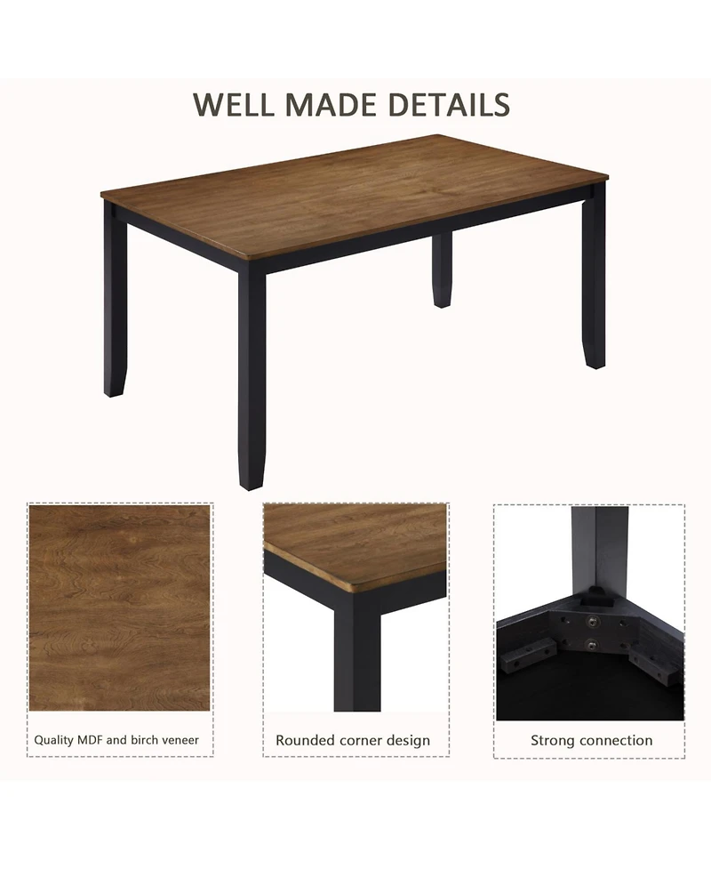 Streamdale Furniture 6-Piece Dining Table Set with Bench, Classic Wooden Dining Table for 6, Farmhouse Style