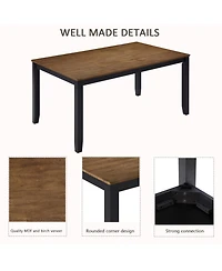 Streamdale Furniture 6-Piece Dining Table Set with Bench, Classic Wooden Dining Table for 6, Farmhouse Style