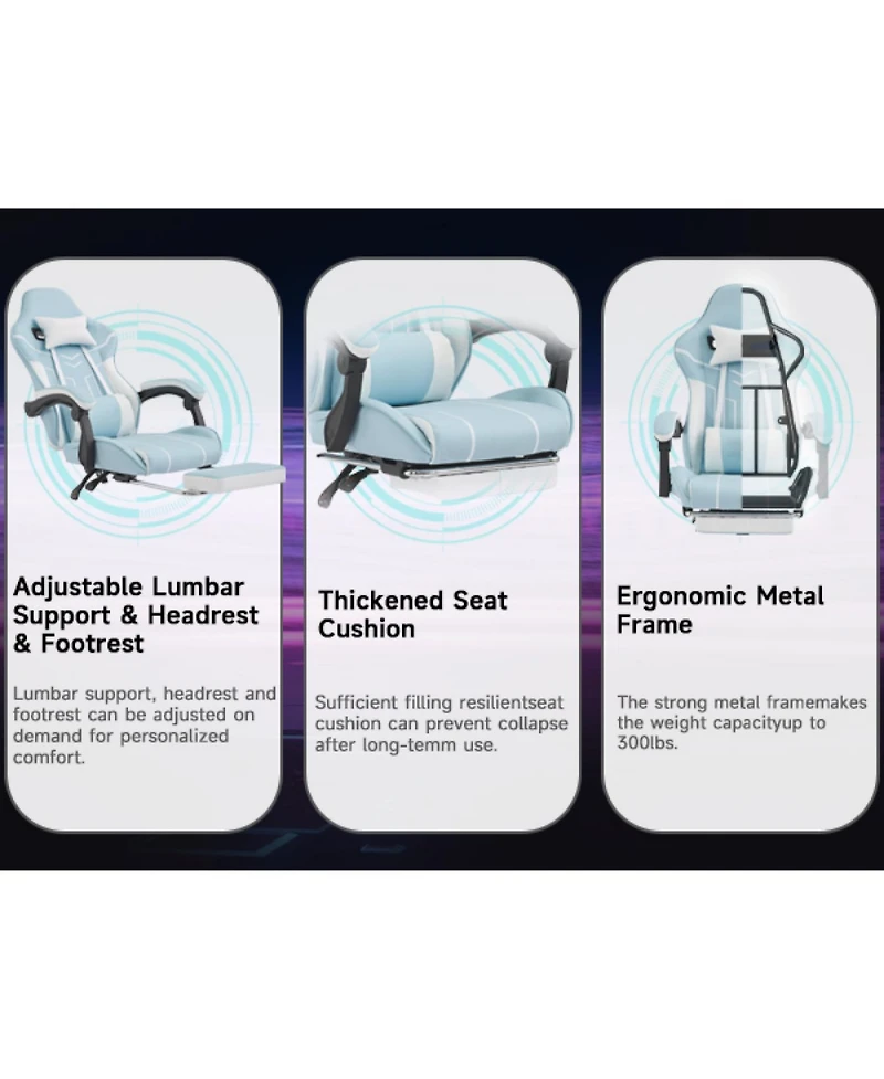 Streamdale Furniture Gaming chair, Ergonomic computer chair with footrest and lumbar backrest