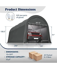 Streamdale Furniture Anti-Snow 10x20 Ft Carport, Commercial Grade Heavy Duty Portable Garage Canopy