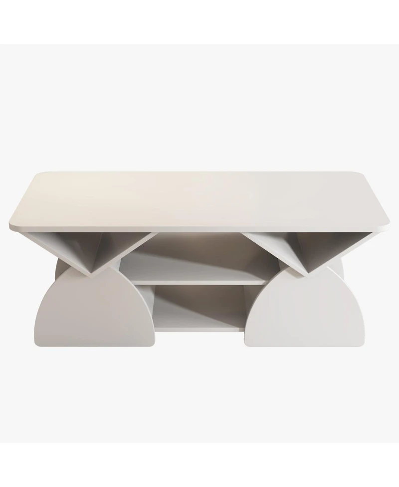 Streamdale Furniture Engineered Wood Rounded Corner Rectangular Coffee Table with Storage