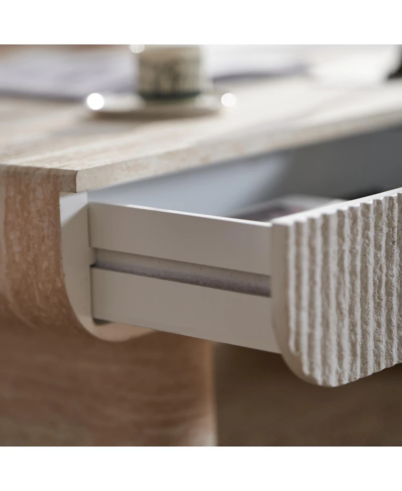 Streamdale Furniture Coffee Table with Faux Marble Tabletop & Fluted Drawer