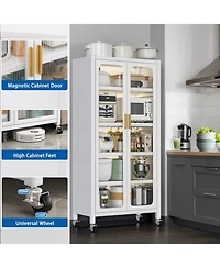 Streamdale Furniture 65" 6-Tier Metal Storage Cabinet with Transparent Door, White