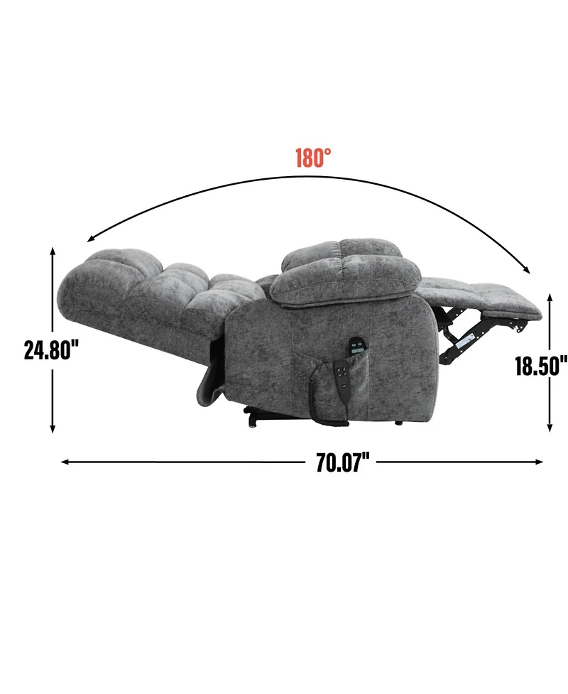 Streamdale Furniture Lift Recliner Chair Heat Massage Dual Motor Infinite Position Grey