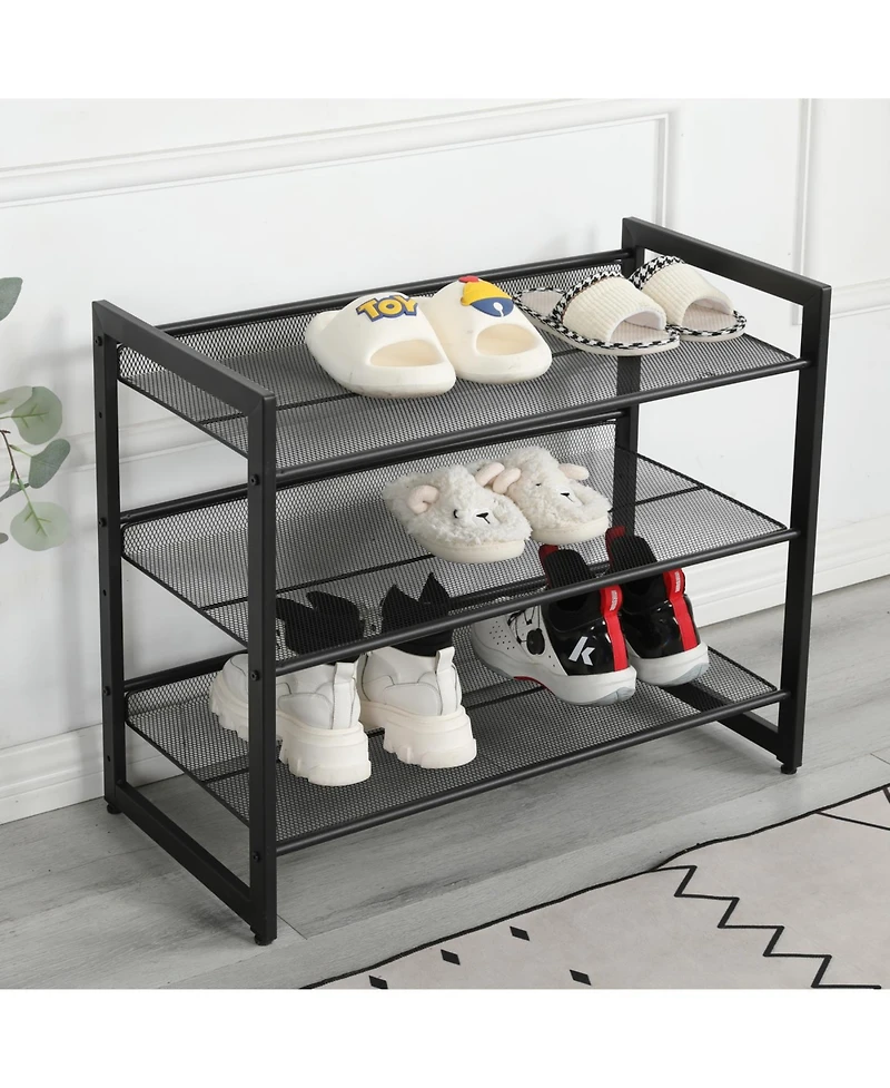 Streamdale Furniture 3-Tier Adjustable Shoe Rack Organizer for Entryway
