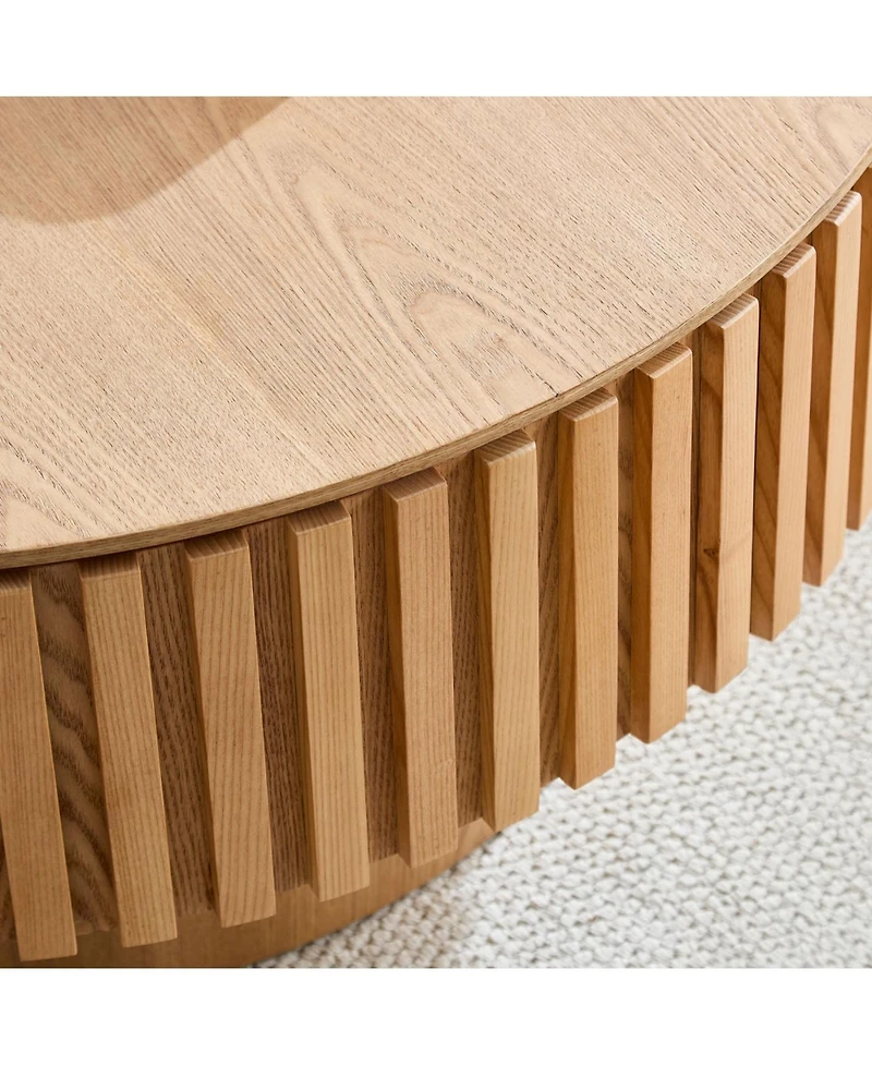 Streamdale Furniture Round Wood Coffee Table with Storage (Ash