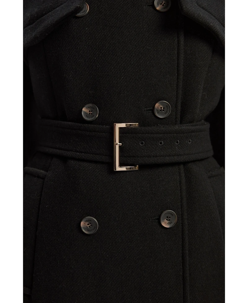 Karen Millen Women's Wool Mix Belted Trench Maxi Coat