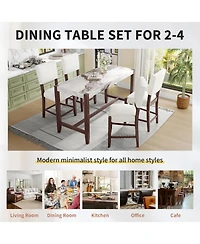 Streamdale Furniture Streamdale 3-Piece Faux Marble Counter Height Dining Set for 2, Mid-century Modern