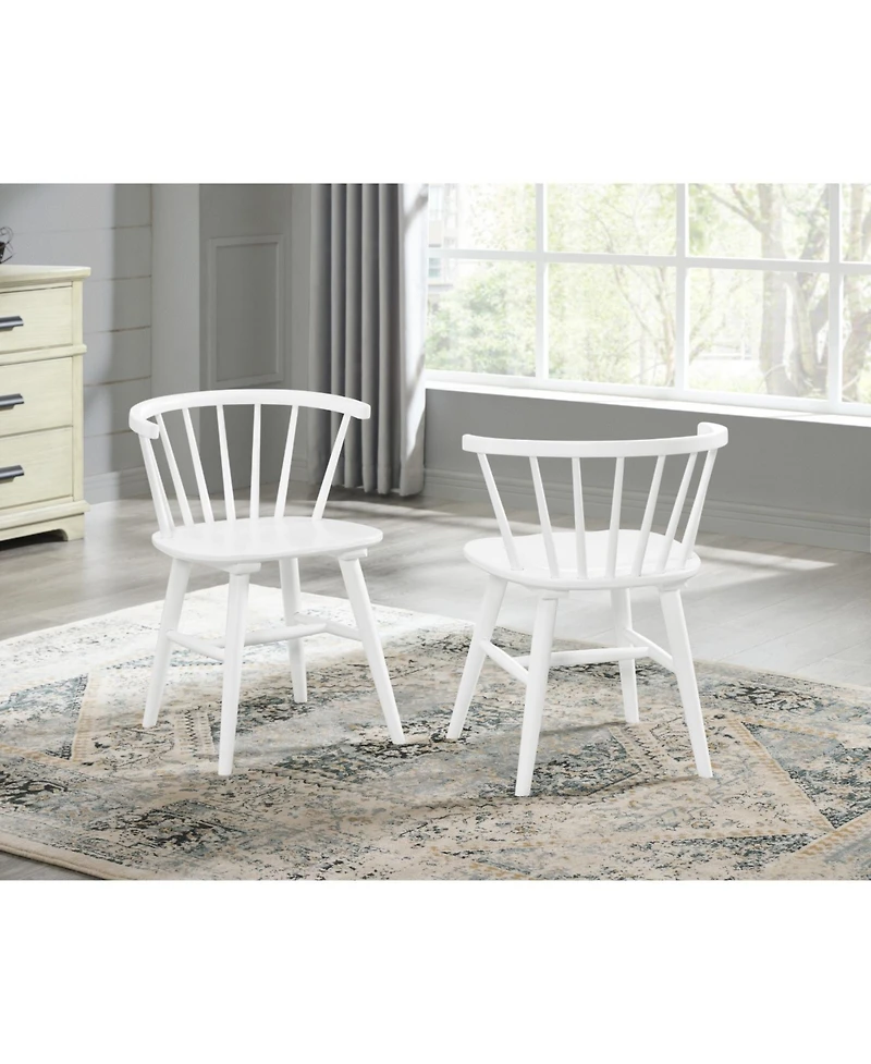 Streamdale Edo White Wood 5-Piece Dining Set, Trestle Dining Table with 4 Windsor Chairs