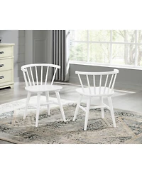 Streamdale Edo White Wood 5-Piece Dining Set, Trestle Dining Table with 4 Windsor Chairs
