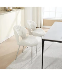 Streamdale Furniture Streamdale Modern Design Chair, White Velvet, Set of 2