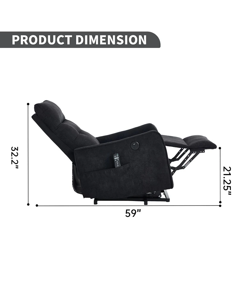 Streamdale Furniture Chenille Power Lift Recliner Chair with Massage & Heat for Elderly