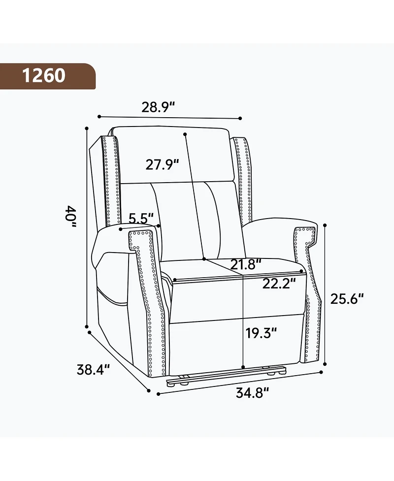 Streamdale Furniture Streamdale Camel Manual Recliner Chair in Faux Leather with Heavy Duty Motion Mechanism