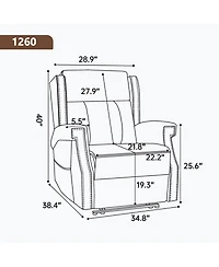 Streamdale Furniture Streamdale Camel Manual Recliner Chair in Faux Leather with Heavy Duty Motion Mechanism