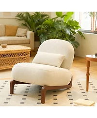 Streamdale Furniture Streamdale Cute Velvet Accent Chair with Solid Wood Legs (White