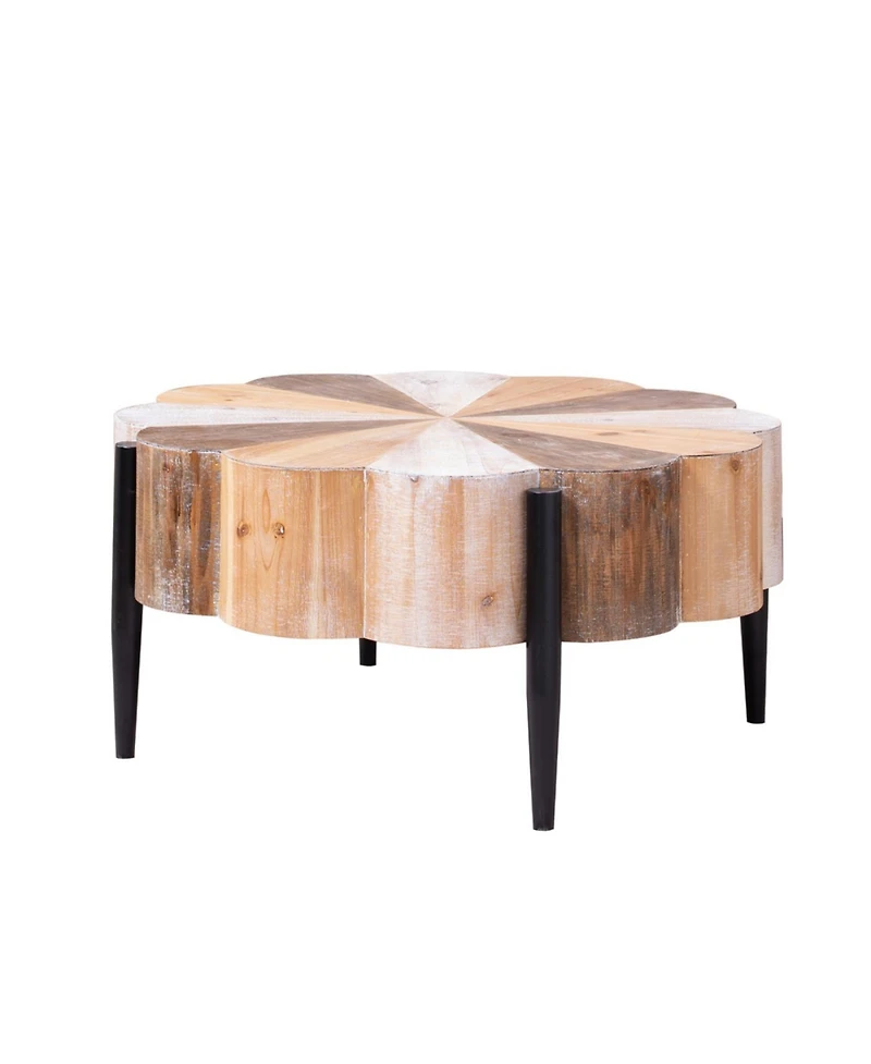 Streamdale Furniture Diameter Rustic Flower-Shaped Wood Coffee Table with Metal Legs