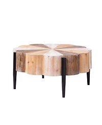 Streamdale Furniture Diameter Rustic Flower-Shaped Wood Coffee Table with Metal Legs