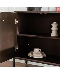 Streamdale Furniture Solid Wood Sideboard with Geometric Pattern, 2 Doors, 2 Drawers