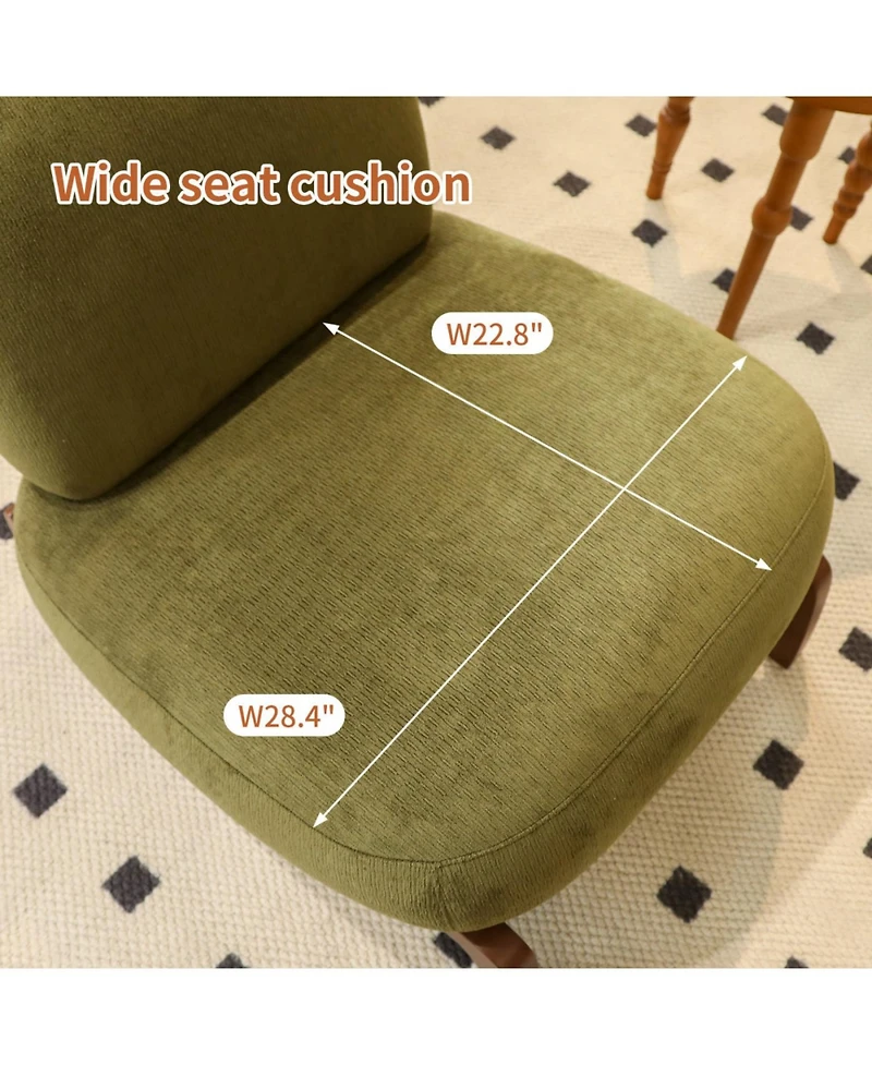 Streamdale Furniture Streamdale Cute Velvet Accent Chair with Solid Wood Legs (Green