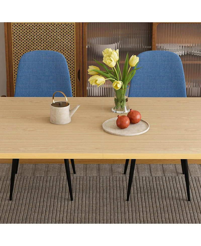 Streamdale Furniture 63-inch Farmhouse Industrial Dining Table Set with 4 Blue Chairs