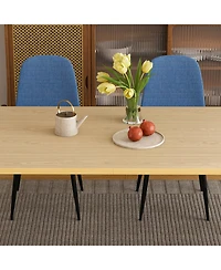 Streamdale Furniture 63-inch Farmhouse Industrial Dining Table Set with 4 Blue Chairs