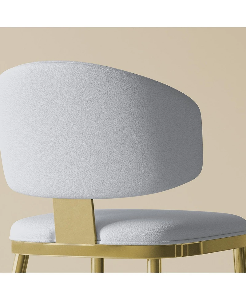 Streamdale Furniture Streamdale Dining Chairs Set of 2, Modern Pu Leather Metal Dining Chairs - White