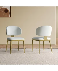 Streamdale Furniture Streamdale Dining Chairs Set of 2, Modern Pu Leather Metal Dining Chairs - White