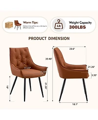 Streamdale Furniture Dining Chairs Set of 4 Camel Faux Leather Metal Kitchen Chairs Gold Mesh Black Legs (Camel, Set of 4)