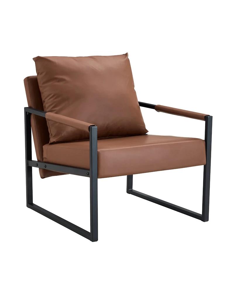 Streamdale Furniture Classic Brown Pu Leather & Metal Sofa