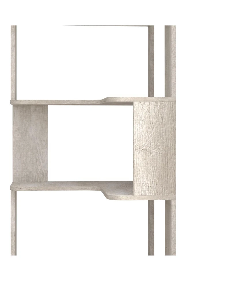 Streamdale 6 Tier L-Shaped Corner Bookshelf with Anti-Drop Panel & Tipping Device, Light Gray