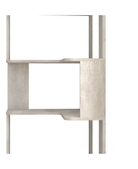 Streamdale 6 Tier L-Shaped Corner Bookshelf with Anti-Drop Panel & Tipping Device, Light Gray