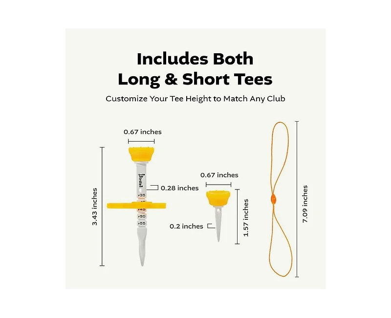 Birdie1 Smart Golf Tees (Long + Short Tees), 4 pieces, Gift Set