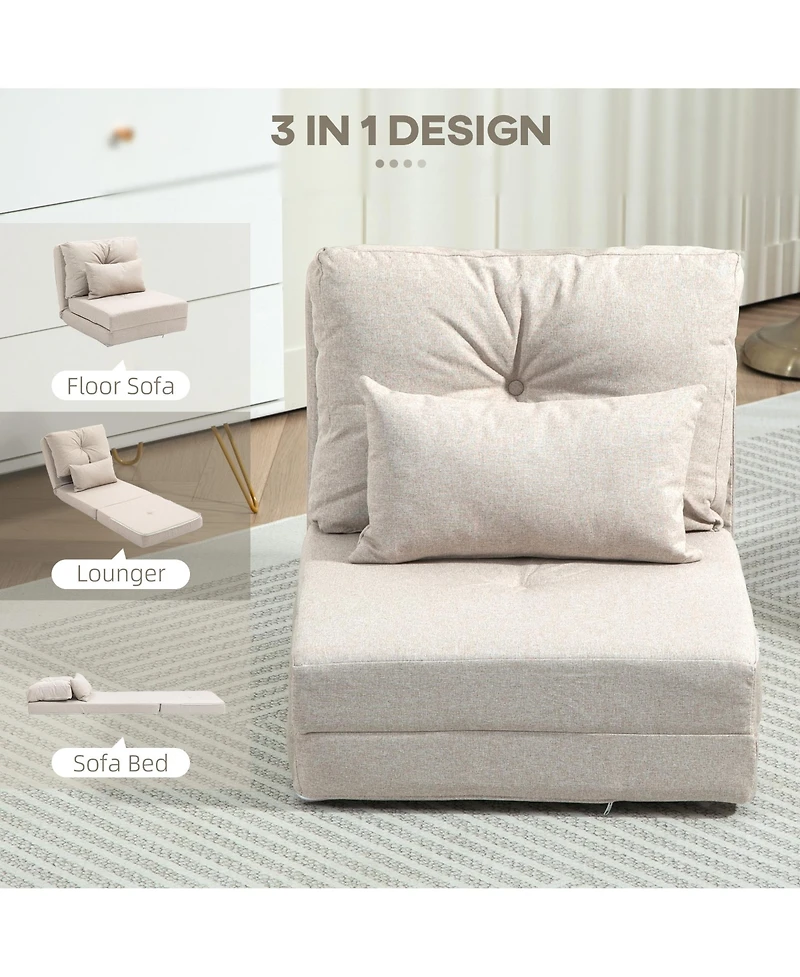 Homcom Convertible Chair, Floor Lazy Sofa with Adjustable Backrest,