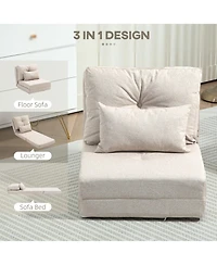 Homcom Convertible Chair, Floor Lazy Sofa with Adjustable Backrest,