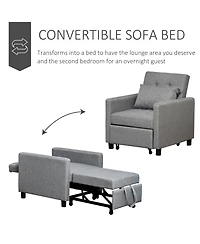 Homcom Recliner Sofa Sleeper Chair with 3 Adjustable Backrest Angles and 4 Wheels