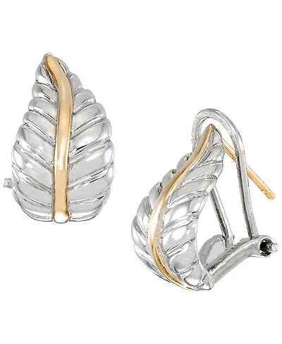 Macy's Leaf Stud Earrings in 14K Yellow Gold Over Sterling Silver